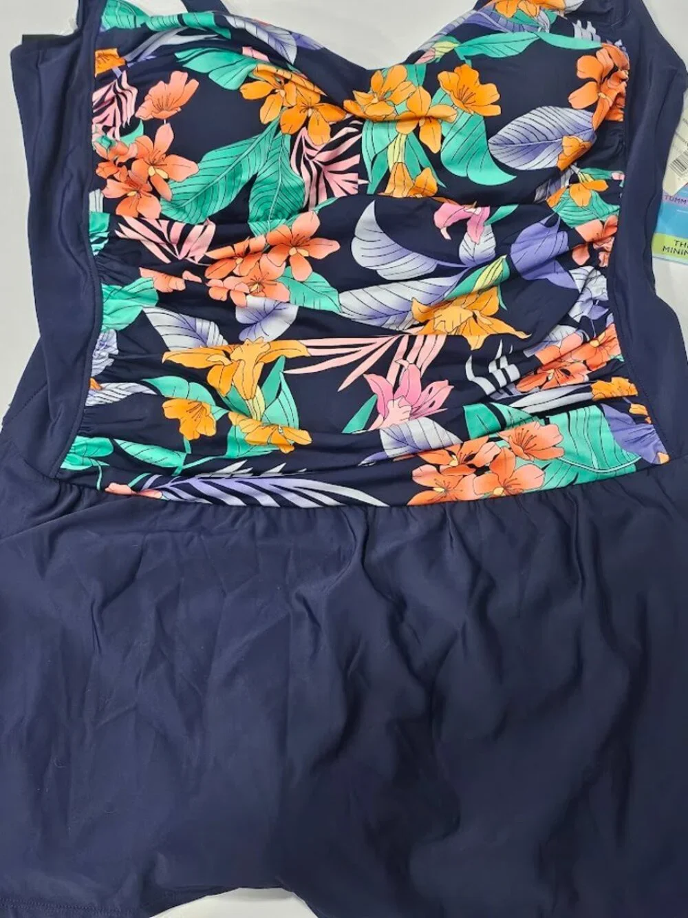 Swim Solutions Colorblocked Tummy-Control Swimdress
